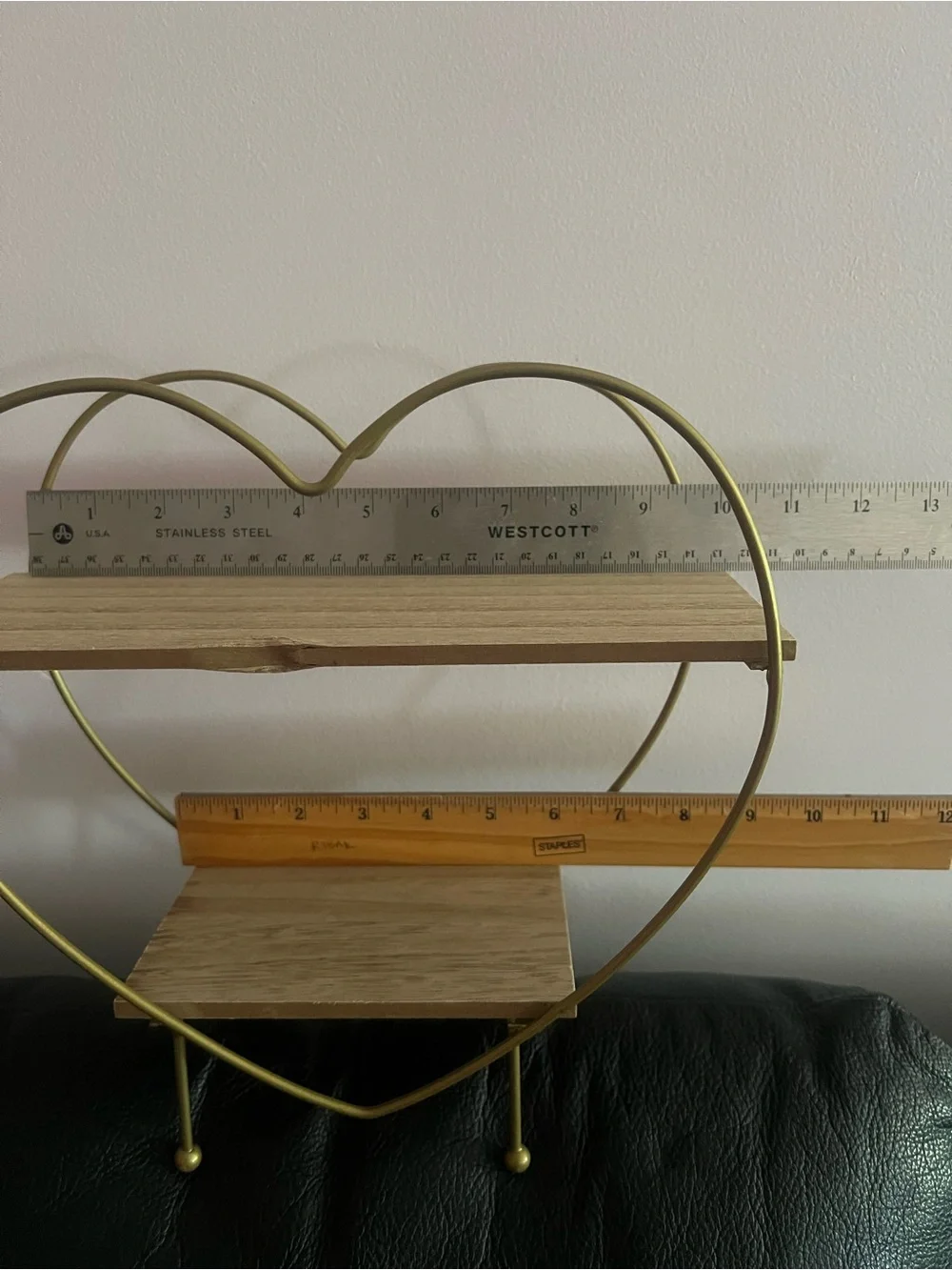 Heart-Shaped Two-Tier Wall Shelf - Gold NWOT includes New Saya tote bag